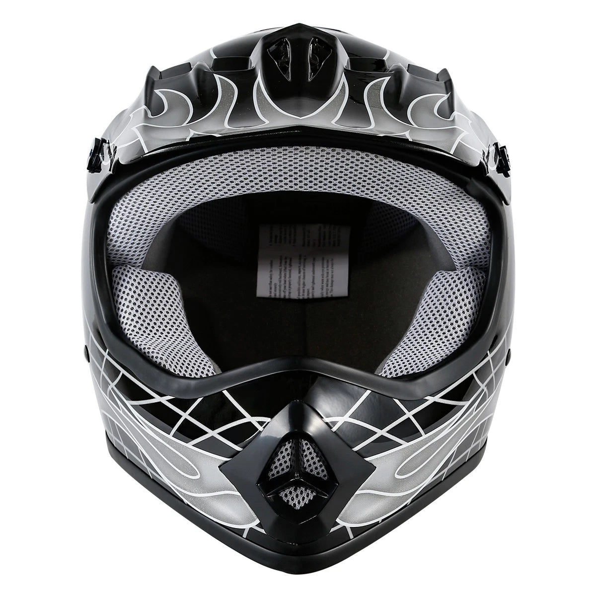 Youth ATV Motocross Black Skull Helmet with Goggles & Gloves (S/M/L/XL)