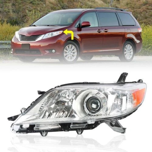 Headlight Assembly for Toyota Sienna (2011â2013) Chrome Housing Left
