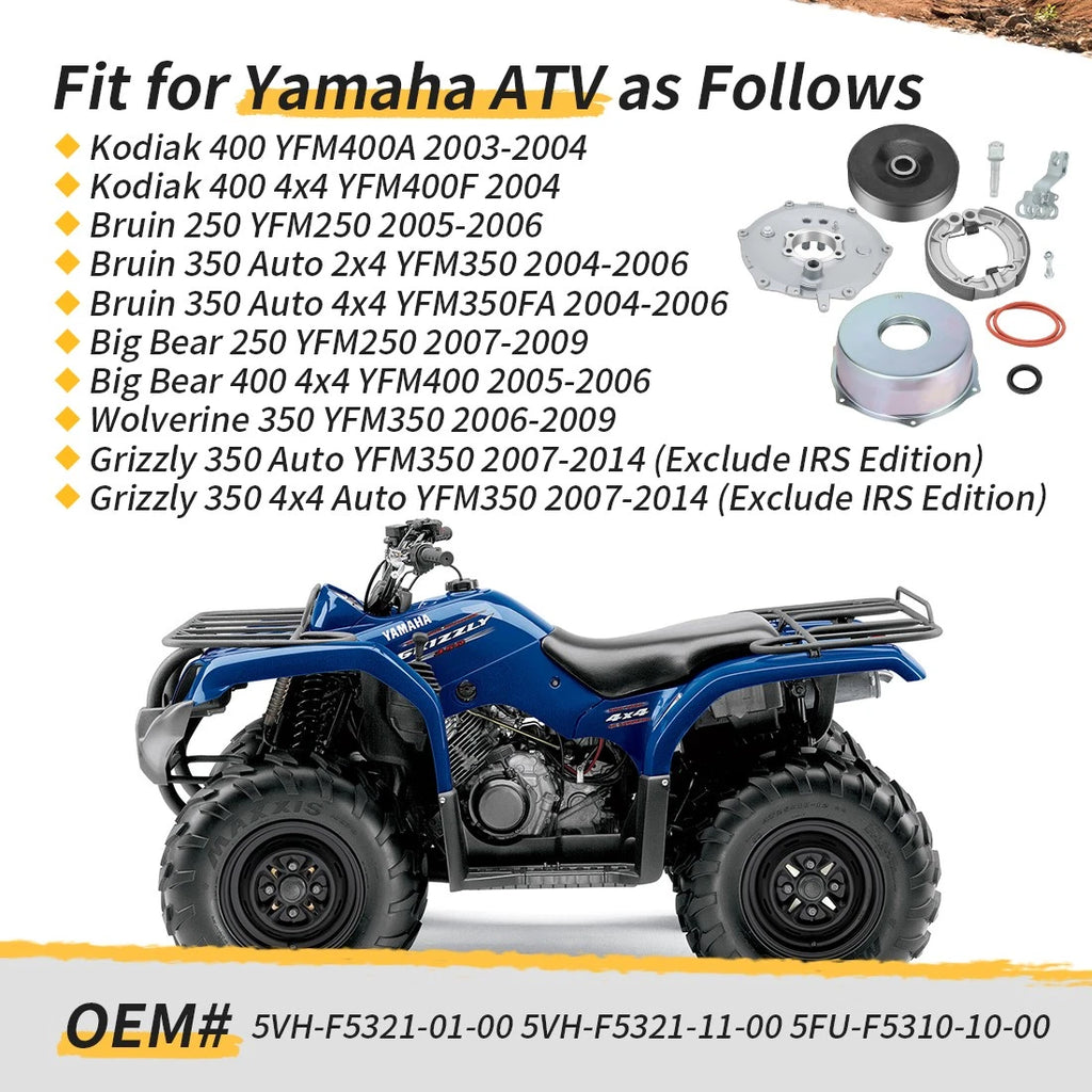 Rear Brake Plate Cover Drum Hub Seal Kit for Yamaha Bruin 250 350 (2000–2006)