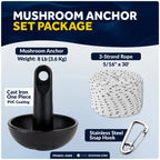 8 Lb Mushroom Boat Anchor Kit with 5/16"x30' Rope & Snap Hook