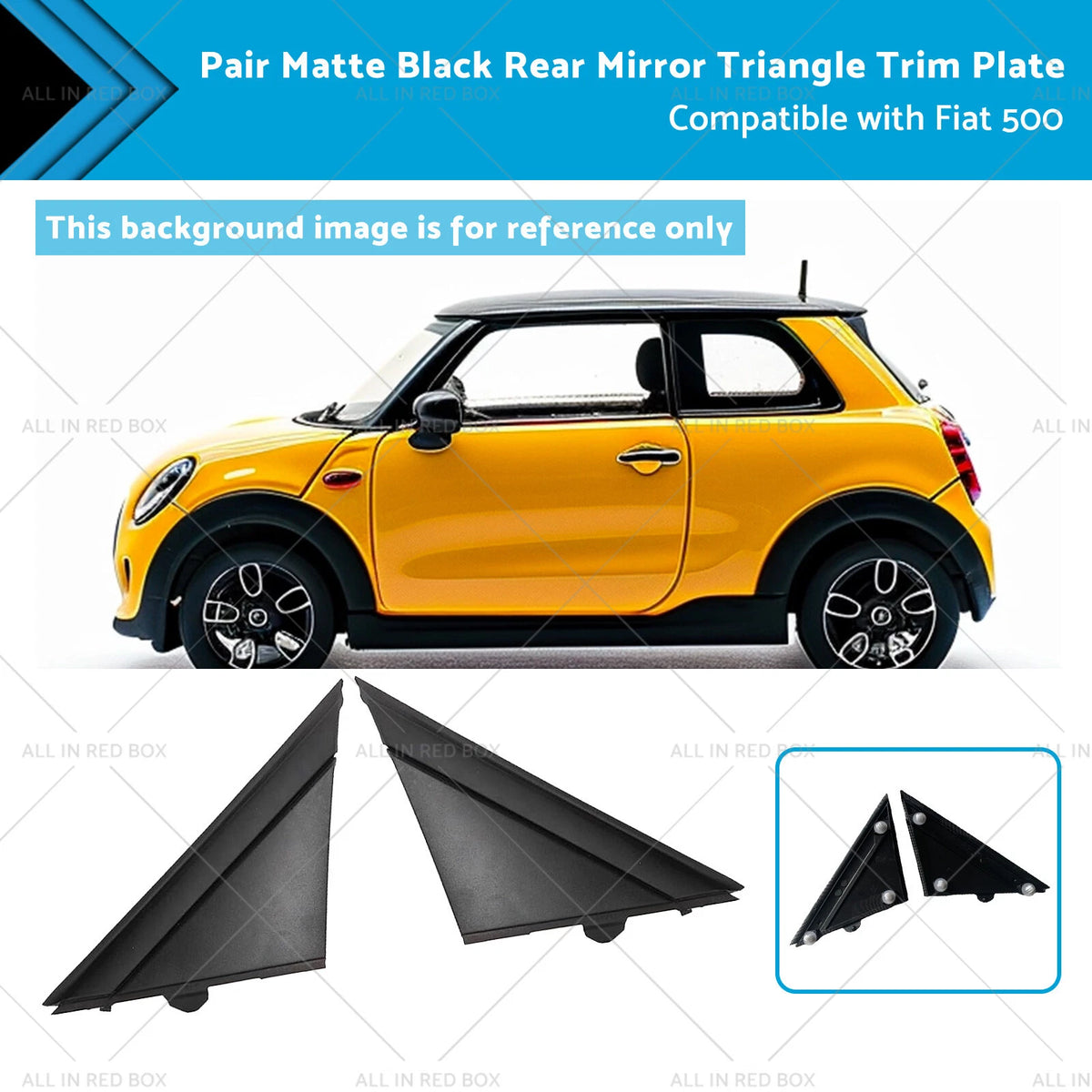 Matte Black Rear Mirror Triangle Trim Plate for Fiat 500 (2012–2019)