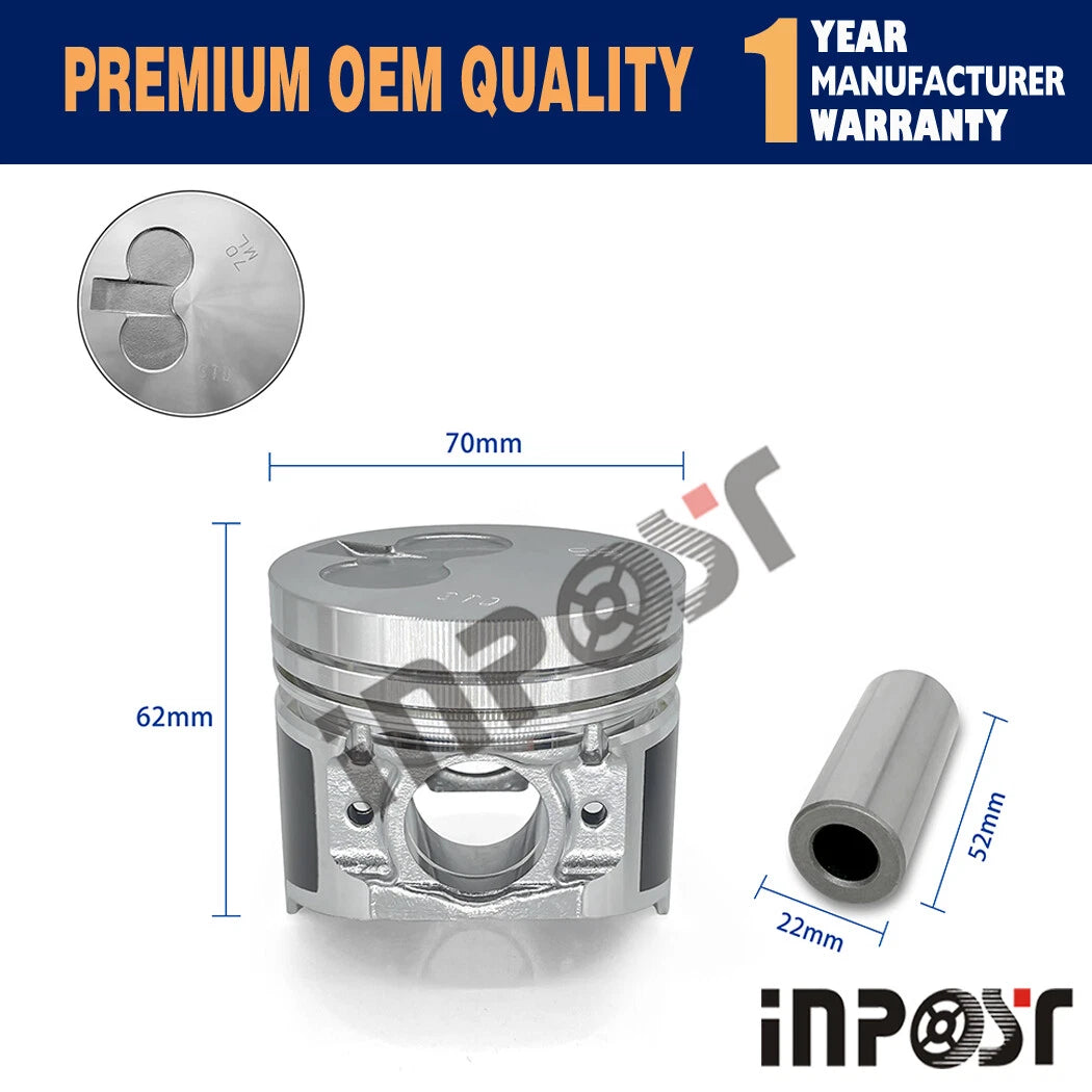 Rebuild Kit for Yanmar 2D70E 2TNV70 (Piston Ring, Head Gasket, Bearing)