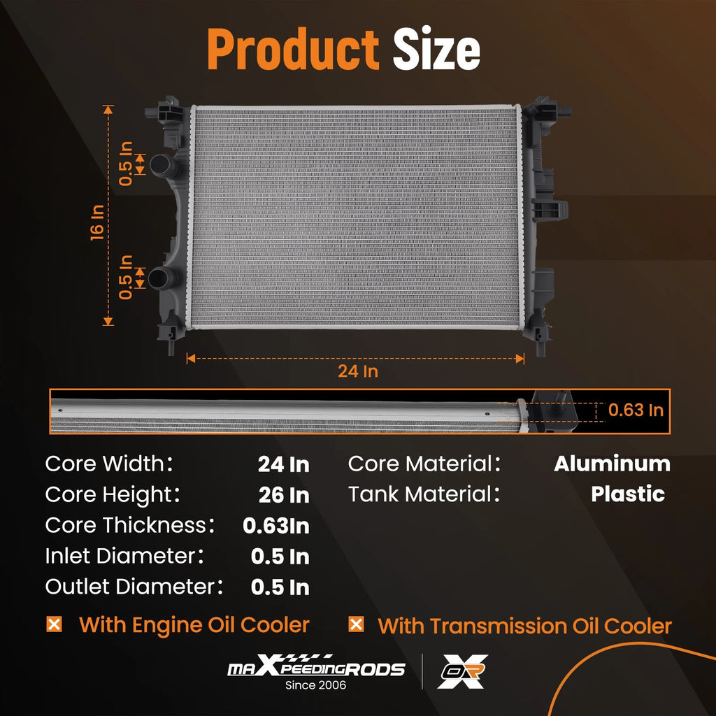 Aluminum Cooling Radiator for Jeep Compass L4 2.4L (2017)