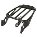2X Black Two-Up Detachable Luggage Rack with LED Light for Harley Softail (1984–2005)