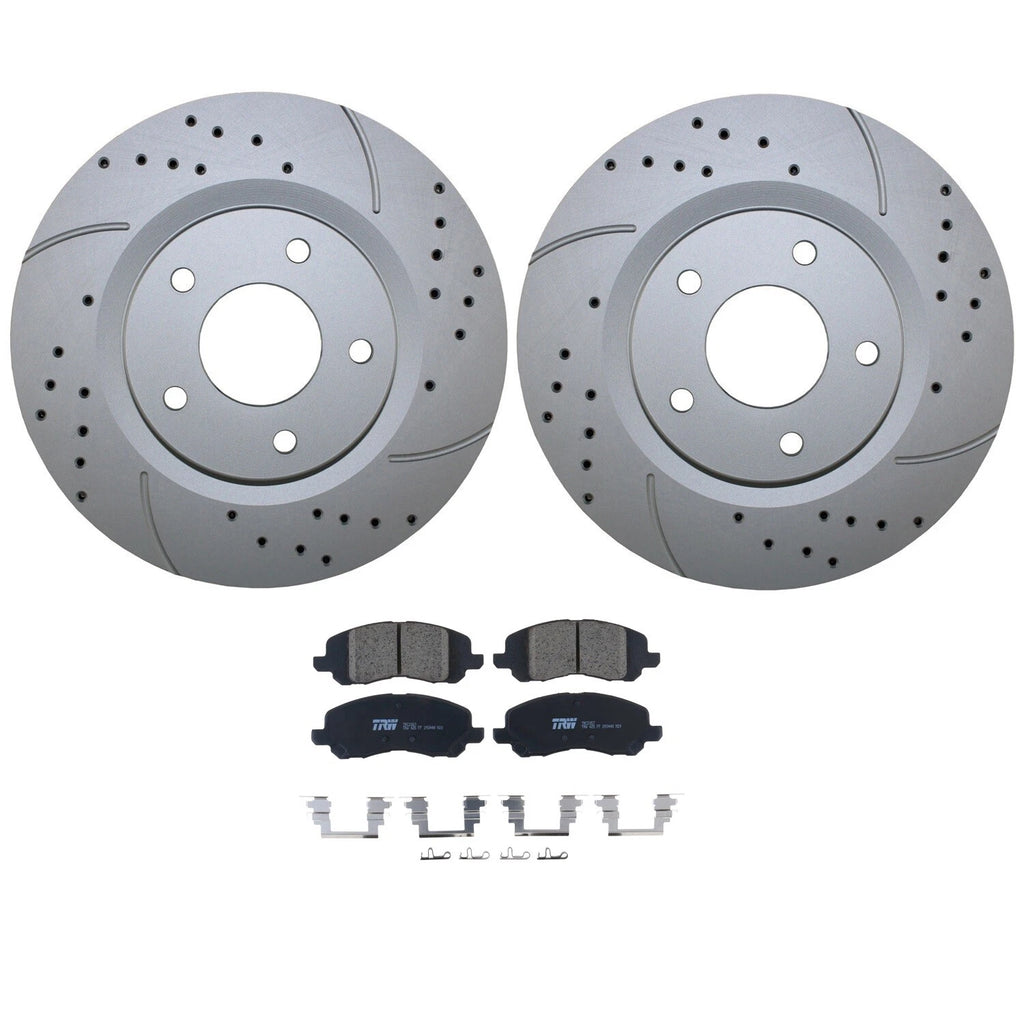 Front Brake Kit with 294mm Drilled Rotors & TRW Ceramic Pads for Sebring Caliber Patriot (2007–2010)