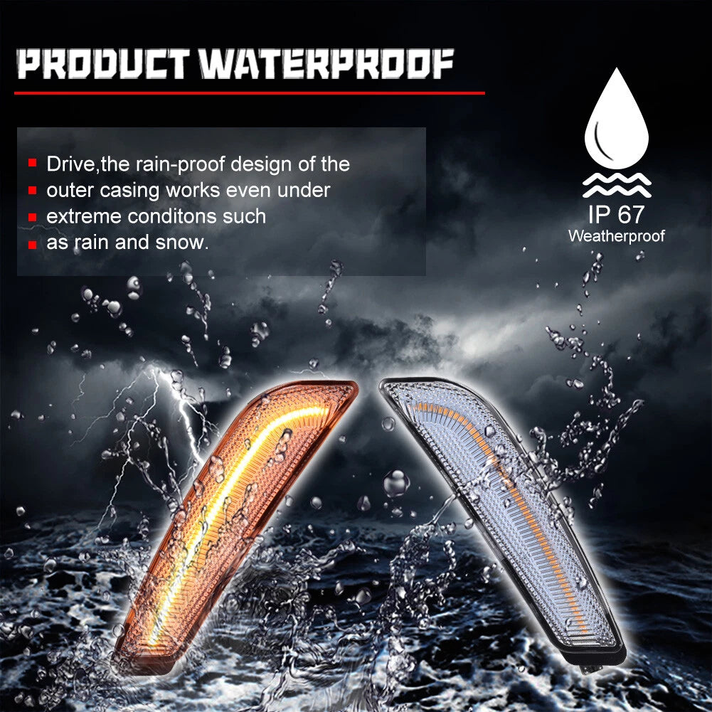 2X Clear Lens Amber LED Front Sidemarker Lights for Cadillac CTS (2003–2007)