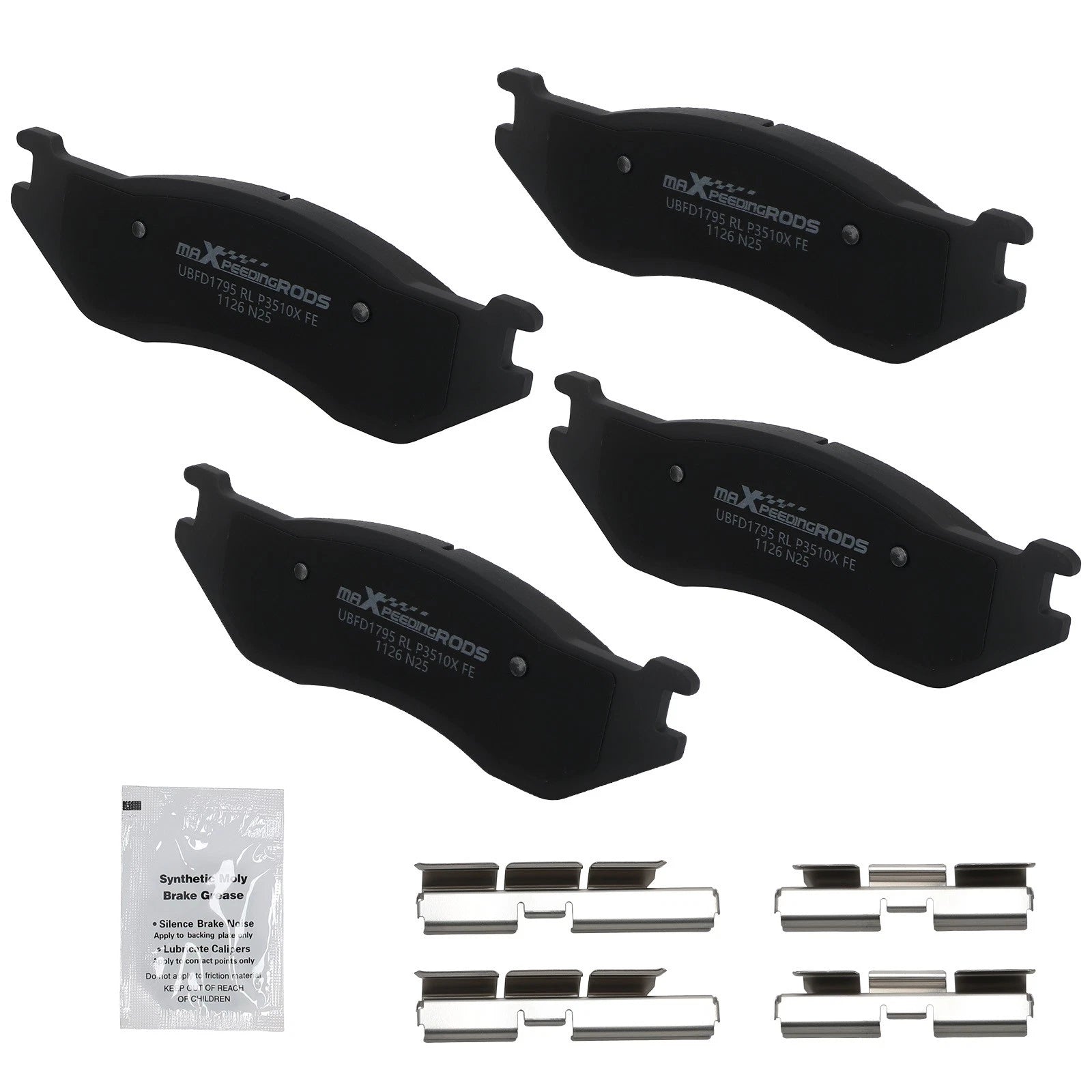 Set of 4 Front Brake Pads for Dodge Durango (2003–2006) / Ram 1500 (2002–2005) D966