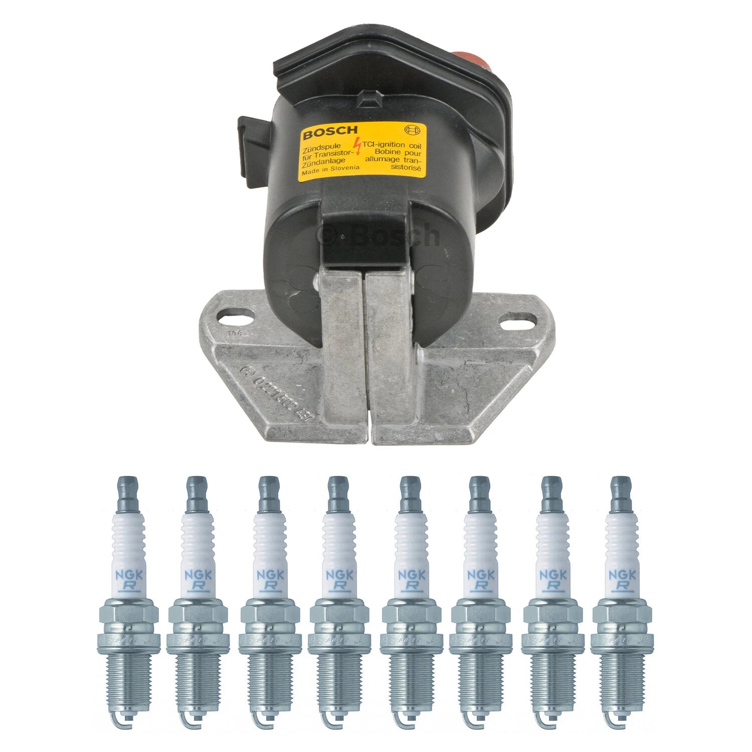 Set of 8 Bosch Ignition Coils & NGK V-Power Spark Plugs for Range Rover 500SL