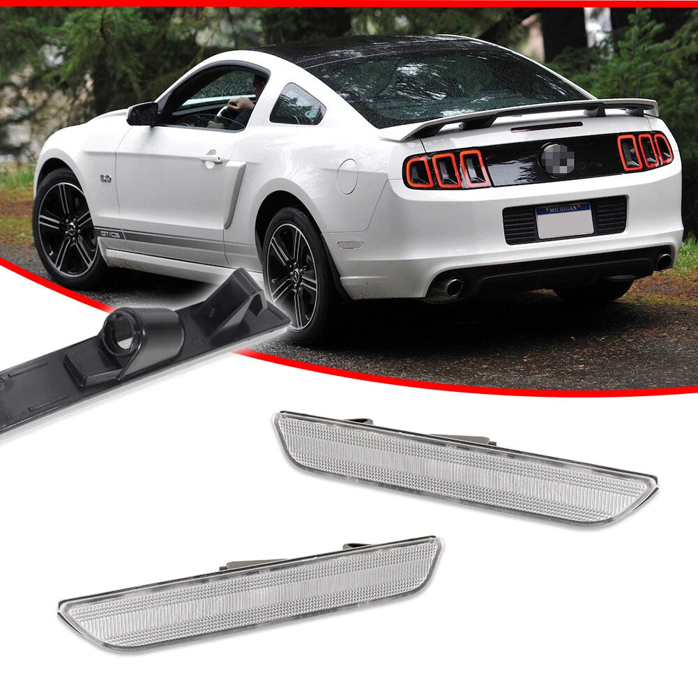 2X Clear Lens Rear Bumper Side Marker Lights for Ford Mustang (2010–2014)