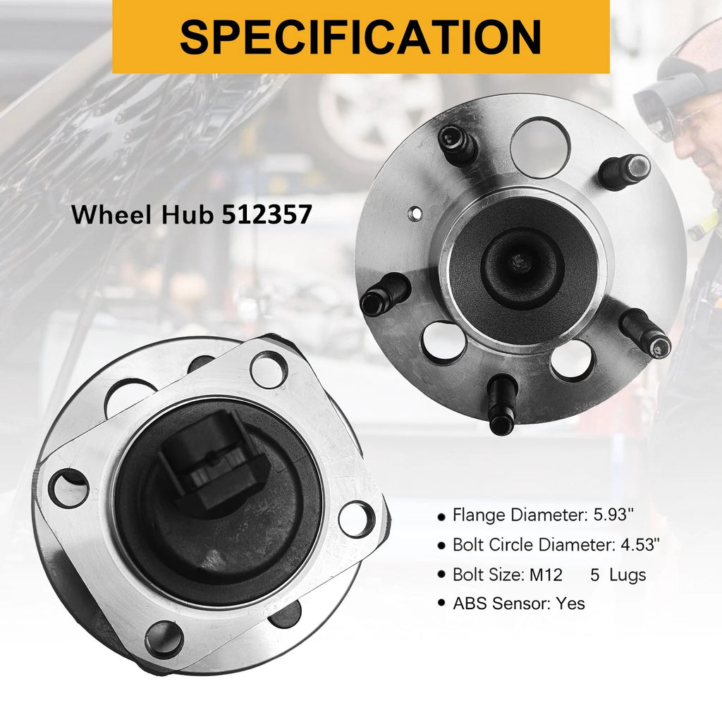 Rear Wheel Bearing Hubs Brake Kit for Buick LaCrosse, Chevy Impala, Monte Carlo (2008–2009)