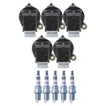 Set of 5 Ignition Coils & Spark Plugs for Volvo C30 C70 S60 V50 V70 (2001–2013)