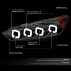 Sequential LED Halo Projector Headlight for Ford Focus (2015–2018) Smoked/Amber