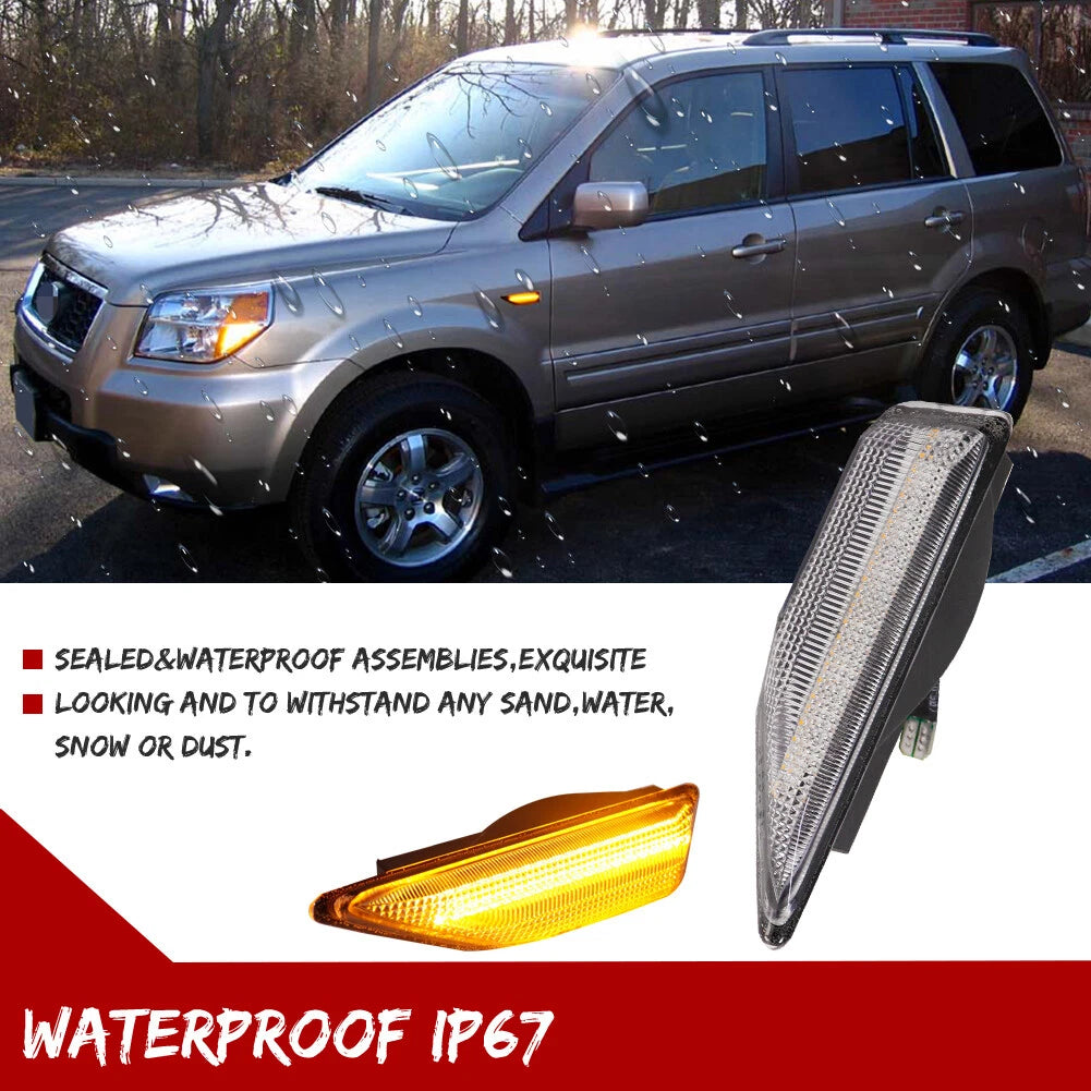 2X Clear Amber LED Side Marker Lights for Honda Element (2009–2010)