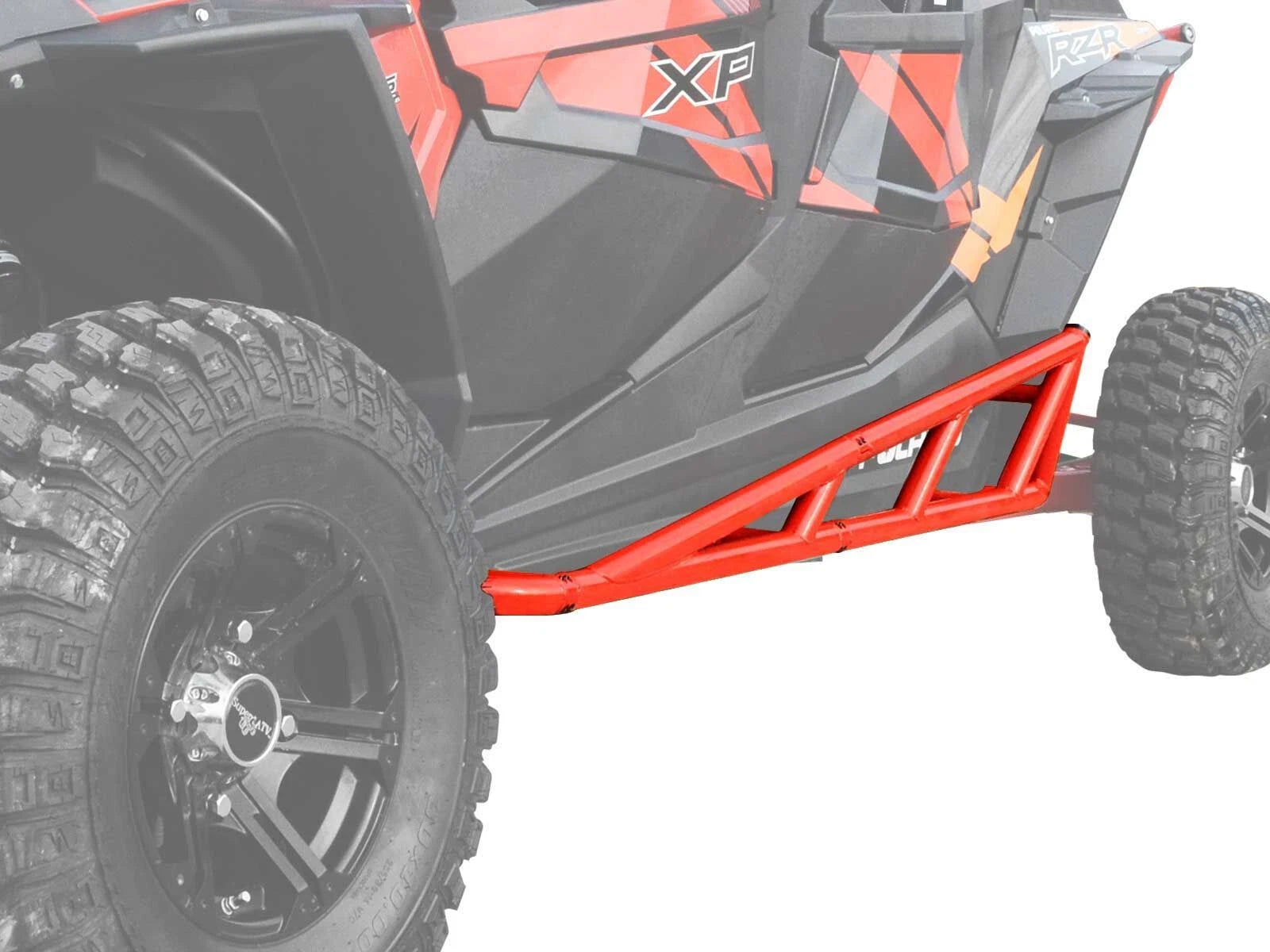 SuperATV Rock Slider Nerf Bars for Polaris RZR XP 4 Turbo (2016–2023) - Red