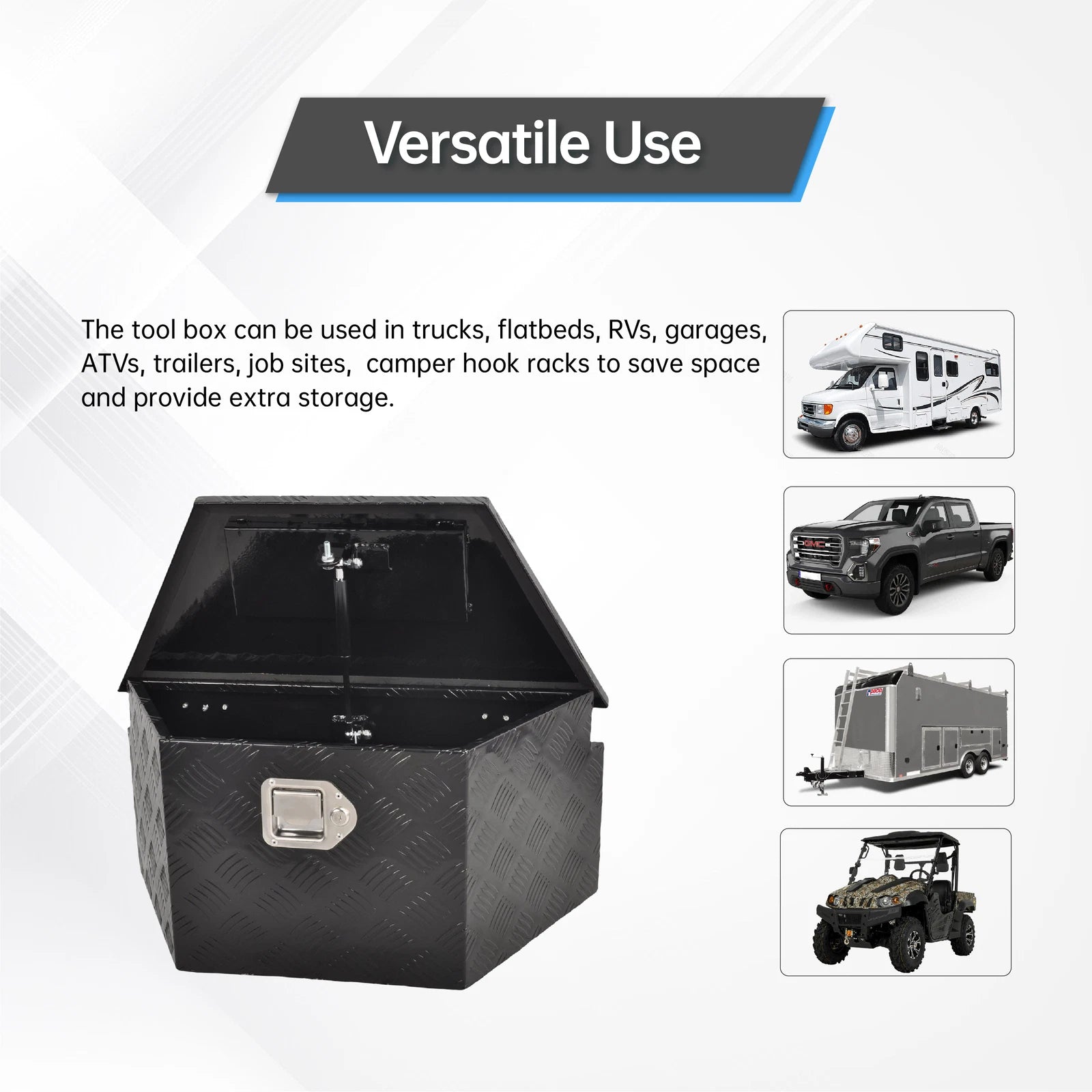 Tool Box for Pickup Truck (33"x18.9"x18", Black Aluminum)