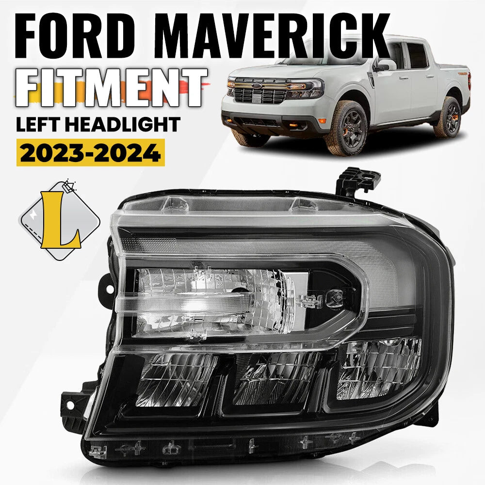 LED Headlight for Ford Maverick (2023–2024) w/ LED DRL & Module Black Housing