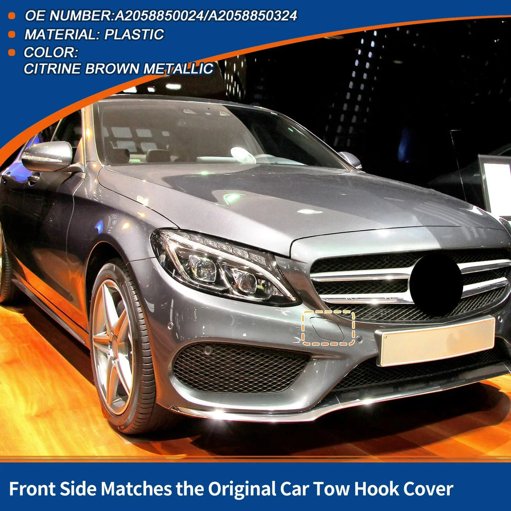 Car Bumper Tow Hook Cover for Mercedes-Benz C43 (2017-2018) - Brown