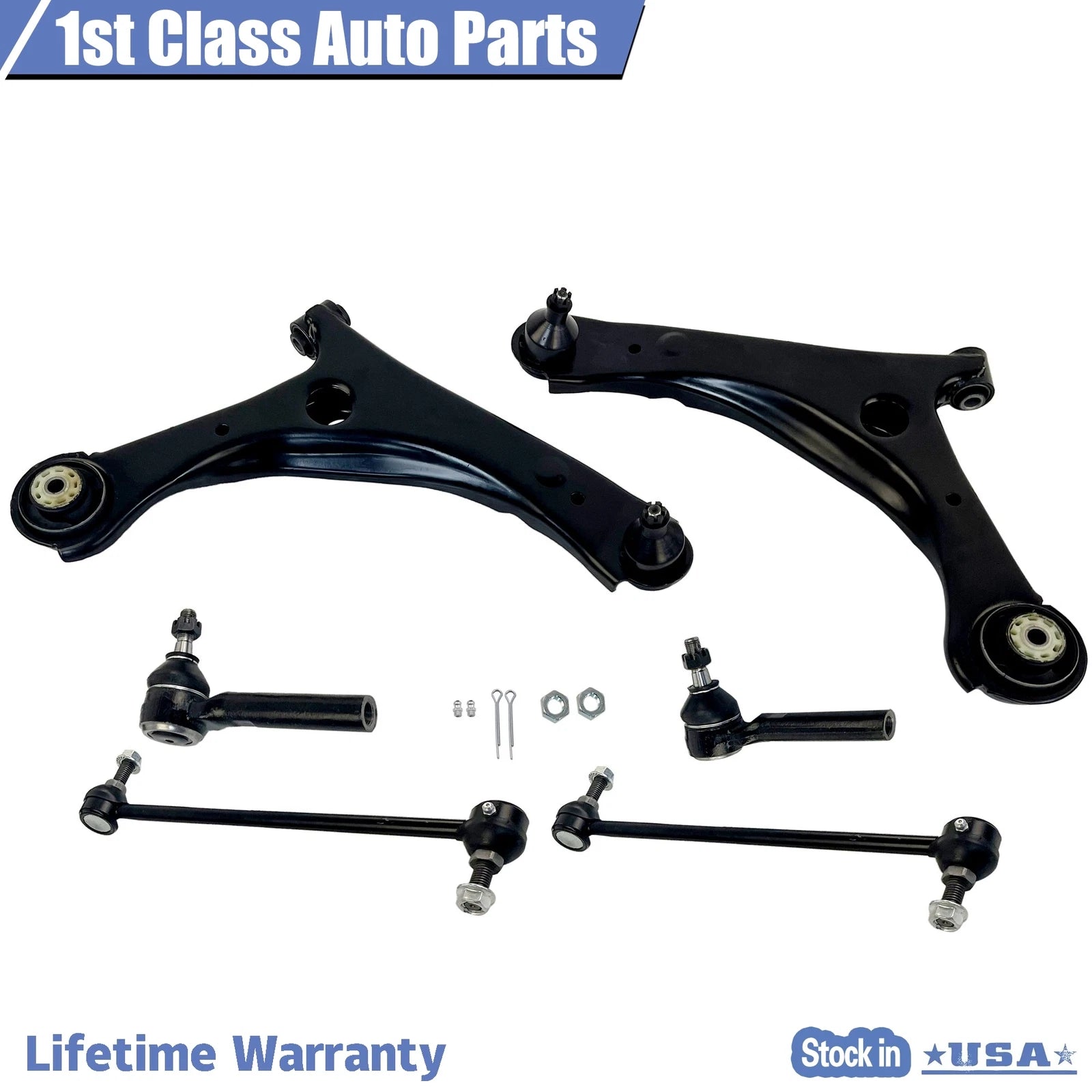 Set of 6 Front Control Arms Sway Bar Tie Rod Kit for Dodge Grand Caravan (2008–2019)