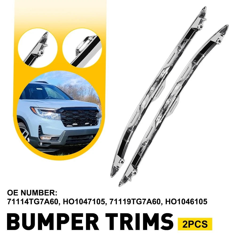 Set of 2 Front Bumper Trims Chrome for Honda Pilot (2019–2022)