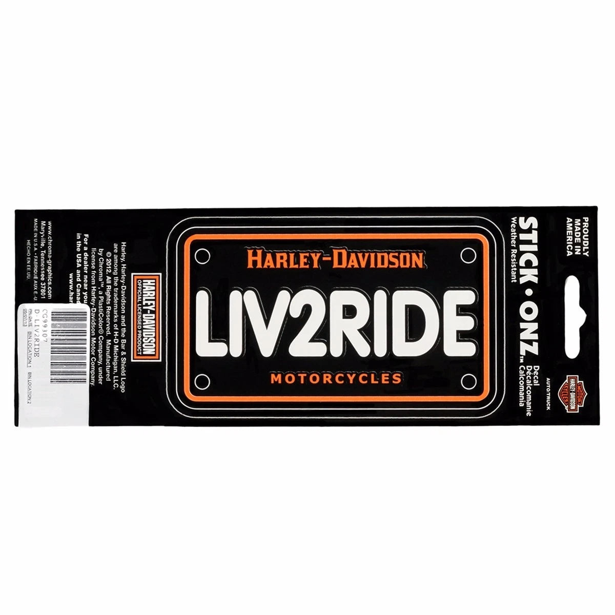 Live to Ride Sticker Decal for Harley Davidson Motorcycle License Plate