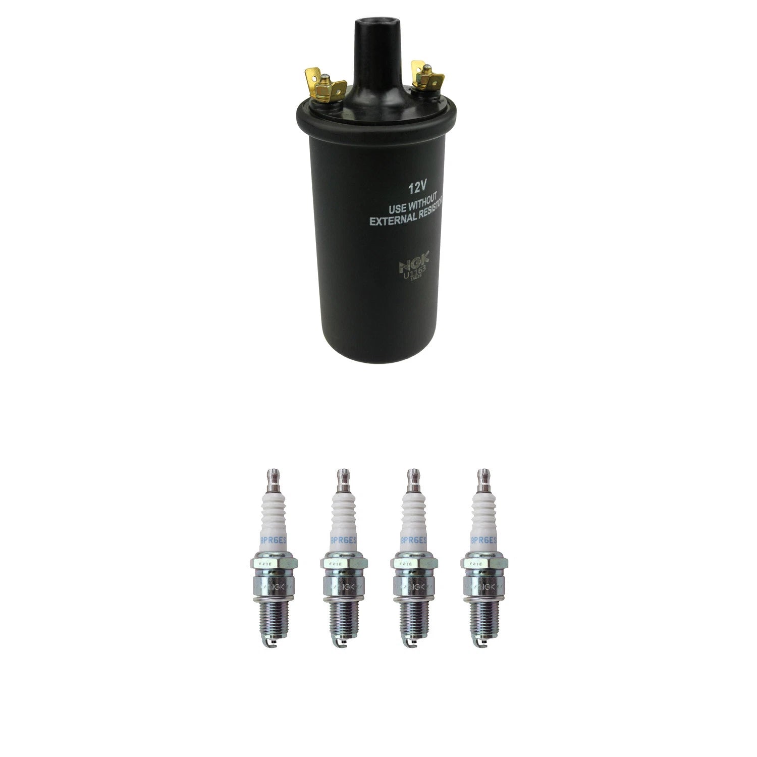 NGK Ignition Coil & 4 Nickel Spark Plugs for Toyota Corona (1995–1995)