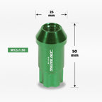 20Pc M12X1.5 Green JDM Open End Aluminum Spline Wheel Lug Nut Set