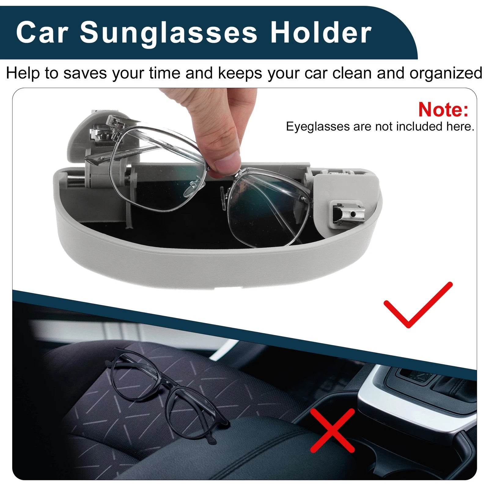 Sunglasses Case for Volkswagen Golf 6 (2009–2013) Eyeglasses Holder Grey