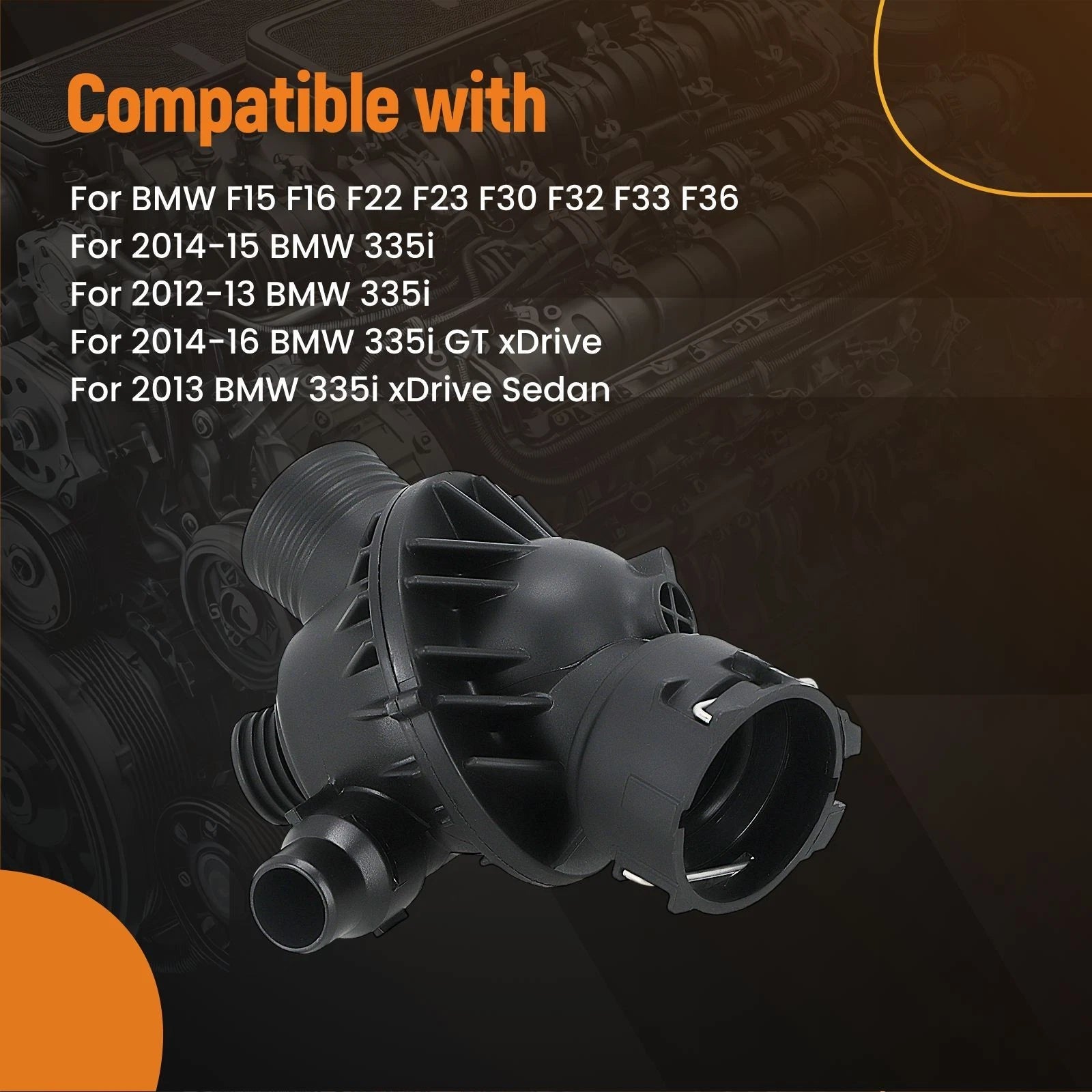 Coolant Thermostat Housing with Sensor for BMW X5 X6 335i (2012–2019) 11532394968