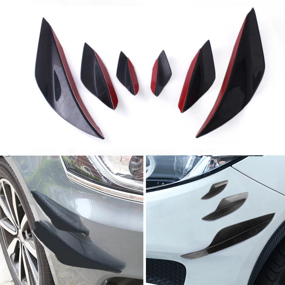 Set of 6 Universal Front Bumper Lip Spoiler Fins Canards Splitters