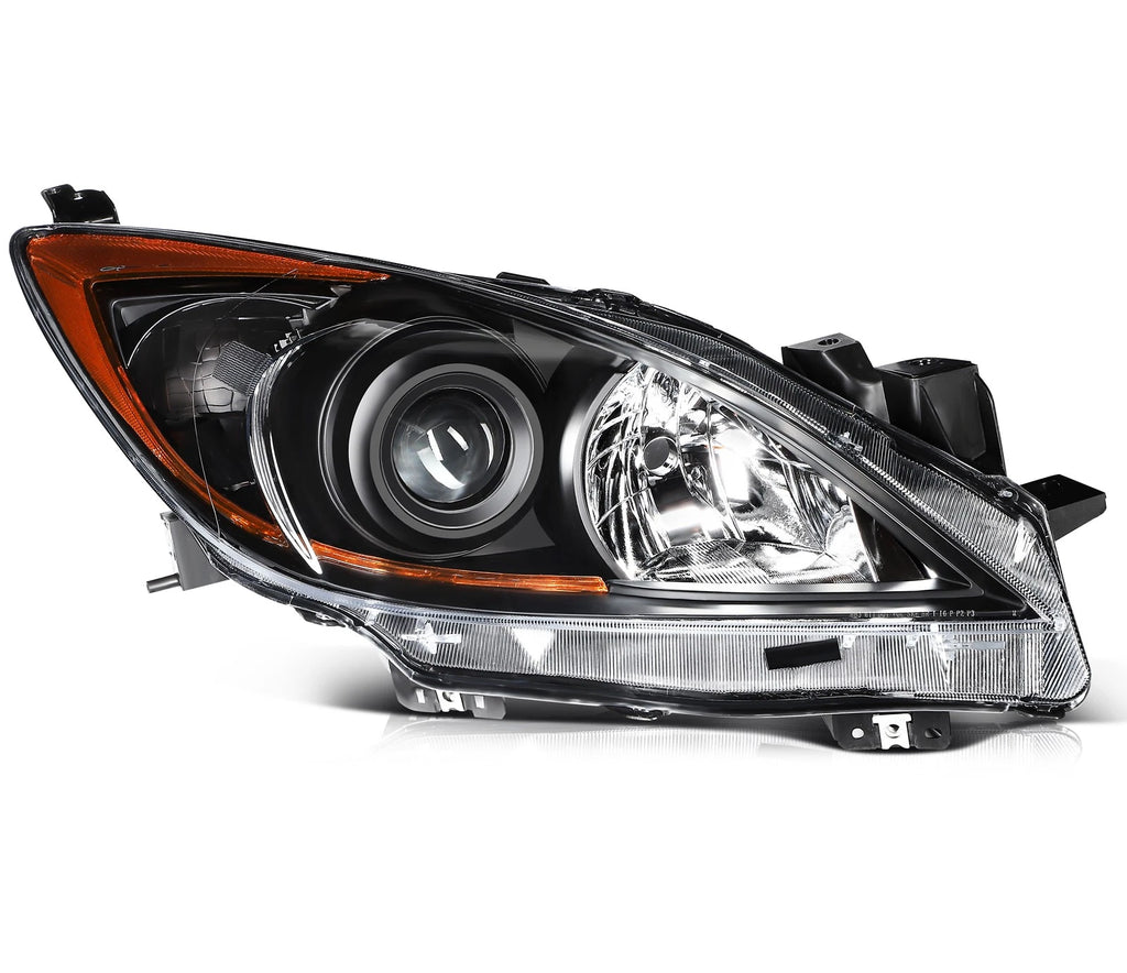 Set of 2 Black Housing Clear Lens Headlights for Mazda 3 (2010-2013)