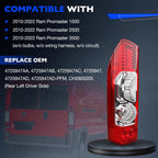 Left Rear Taillight Lamp for Ram Promaster 1500 2500 3500 (2010-2022)