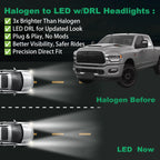 Set of 2 Halogen Upgrade LED Headlights for RAM 2500 3500 (2019–2024)