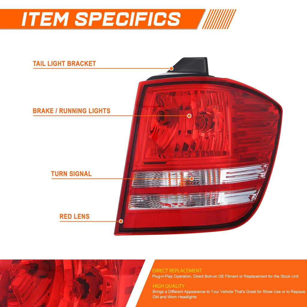 Right Side Chrome Outer Tail Light Brake Lamp for Dodge Journey (2009–2020)