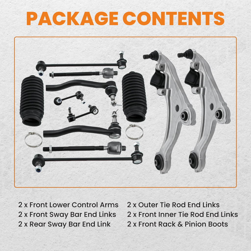 12pcs Front Lower Control Arm Tie Rods for Nissan Maxima (2009–2014) K622059