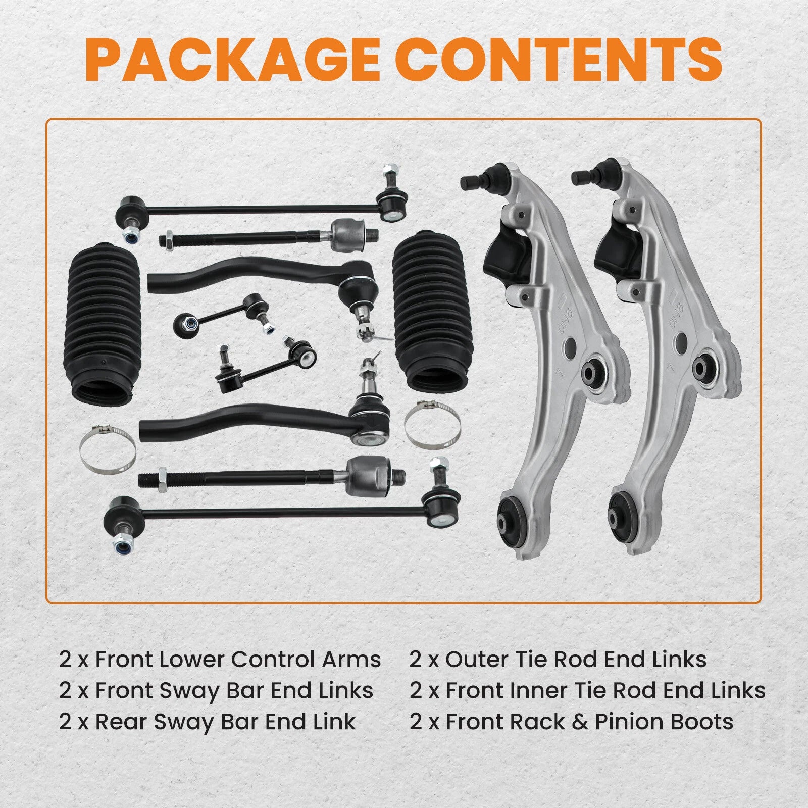 12pcs Front Lower Control Arm Tie Rods for Nissan Maxima (2009–2014) K622059