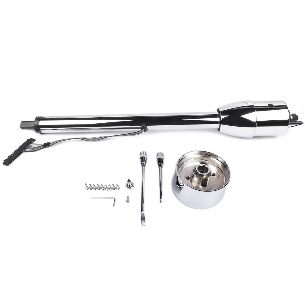 30" Chrome Tilt Steering Column with Wheel Adapter for Hot Rod (No Key)