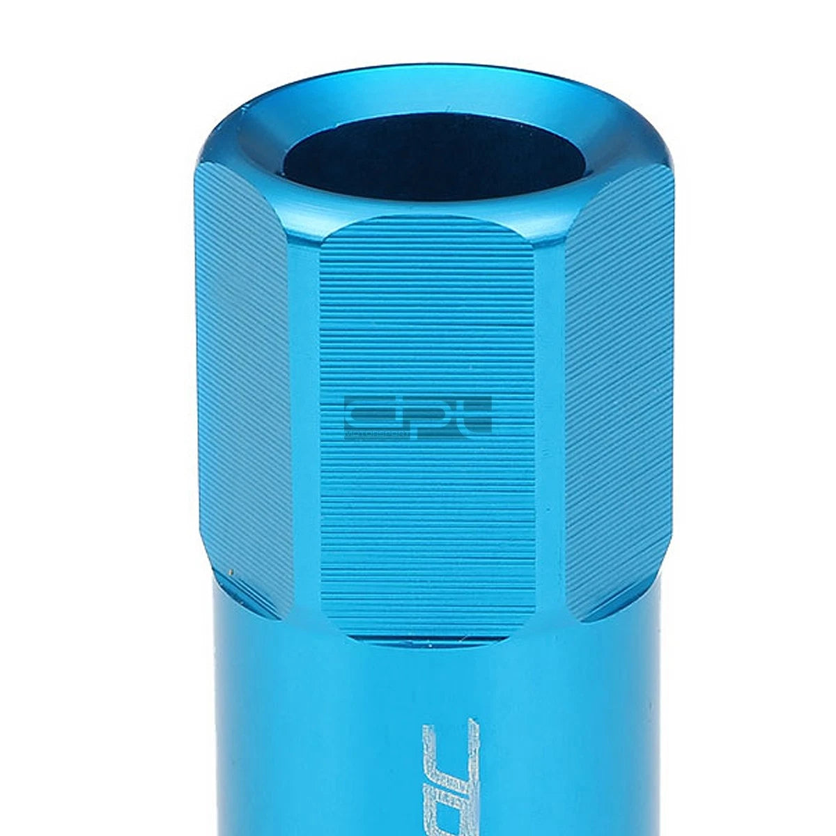 Set of 20 Open End M12x1.25 60mm Tall Sky Blue Hexagon Lug Nuts + Adapter