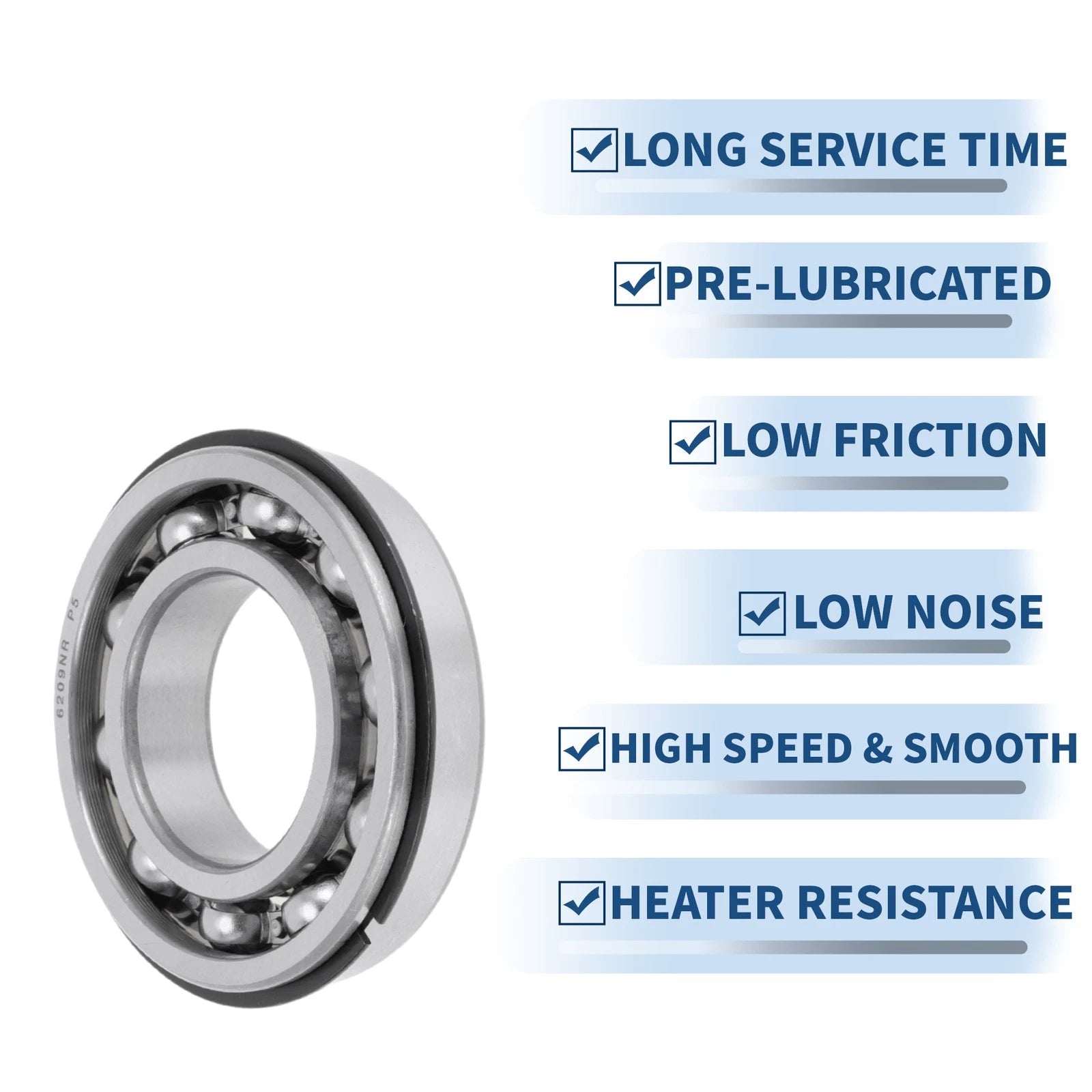 6209NR Deep Groove Ball Bearing for Scooter Skateboard Wheel (P5)