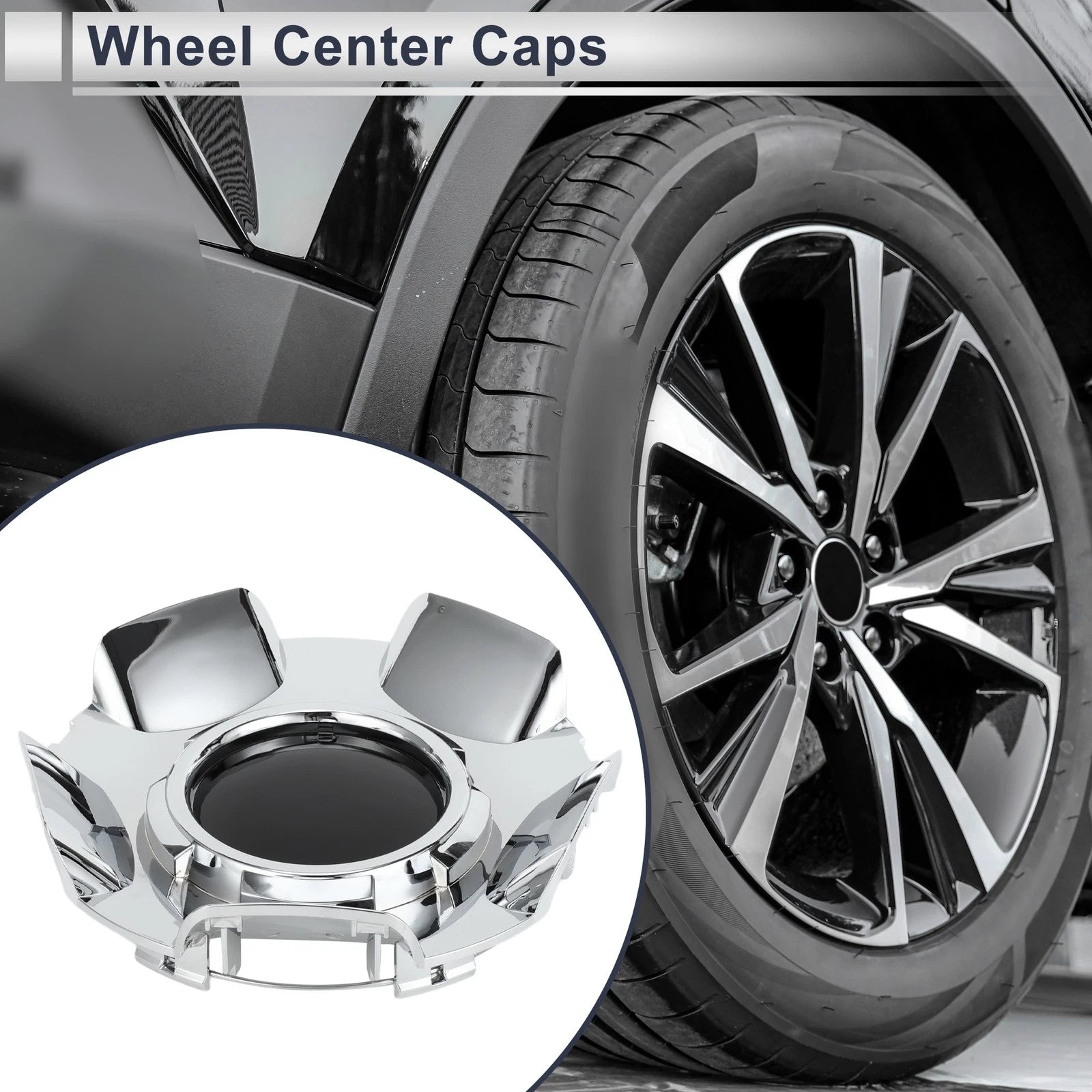 Wheel Center Caps for Chevy Silverado Tahoe Suburban (2007–2014) 1Pc Black Plastic