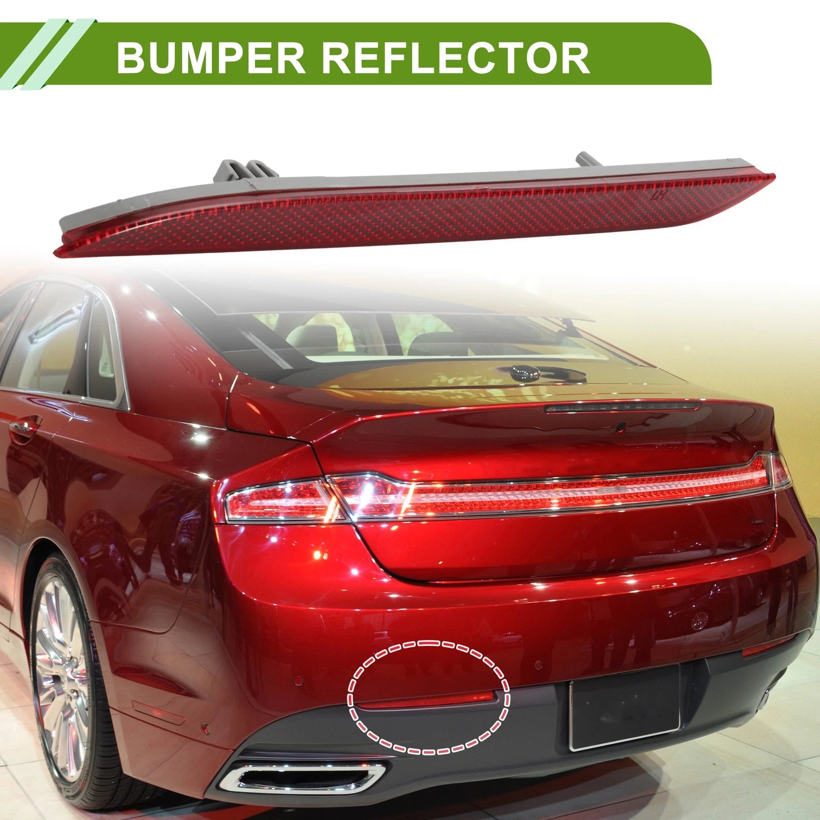 Bumper Reflector No.FR3Z15A449A for Ford Mustang (2015–2017) Red Rear Left