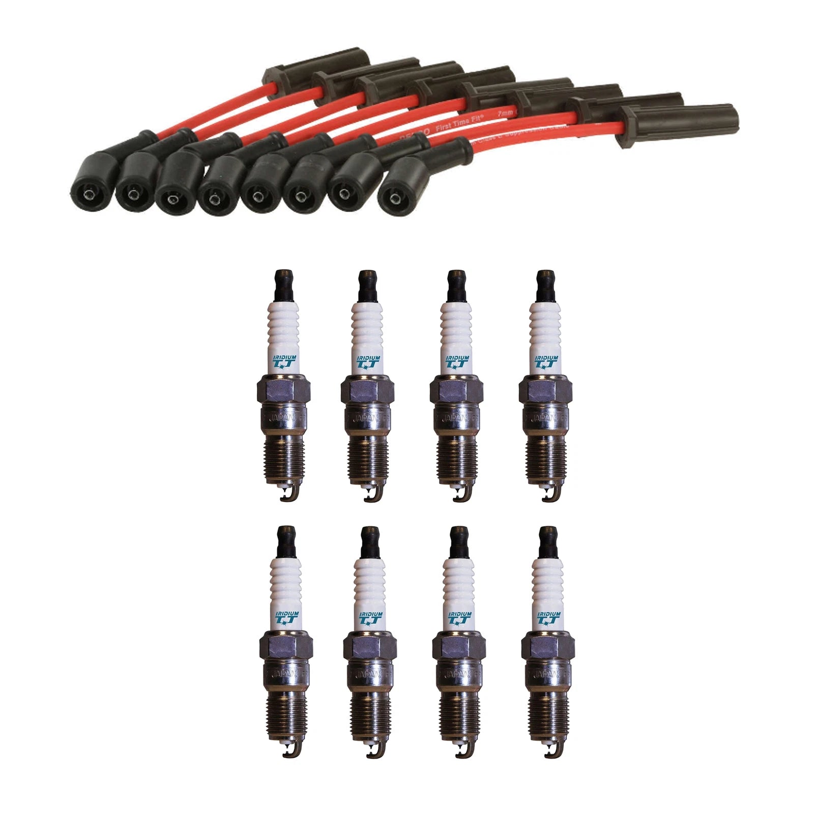 Denso 7mm Wire Set & 8 Iridium TT Spark Plugs for Chevy Caddy 6.2L V8