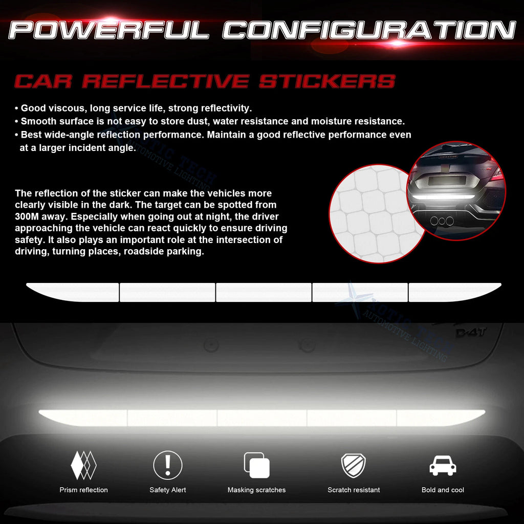 Glowing White 10x Luminous Night Warning Reflective Stickers for Car (---)