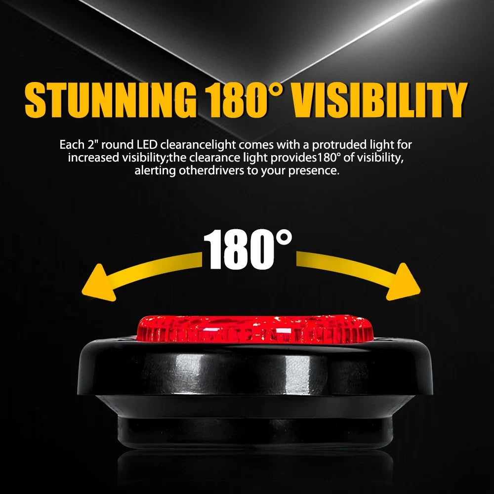 Set of 2 Round 2" LED Side Marker Lights for Truck Trailer