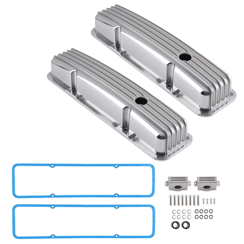Chrome Aluminum Valve Covers for SBC 283-400 (Perimeter Bolt)