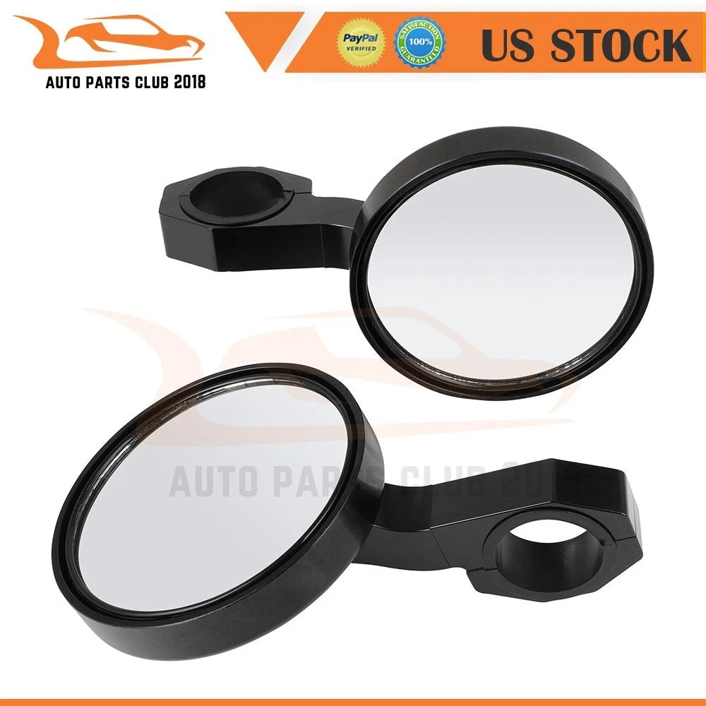 Pair of Round Aluminum Side Rear View Mirrors for Polaris RZR (Universal)