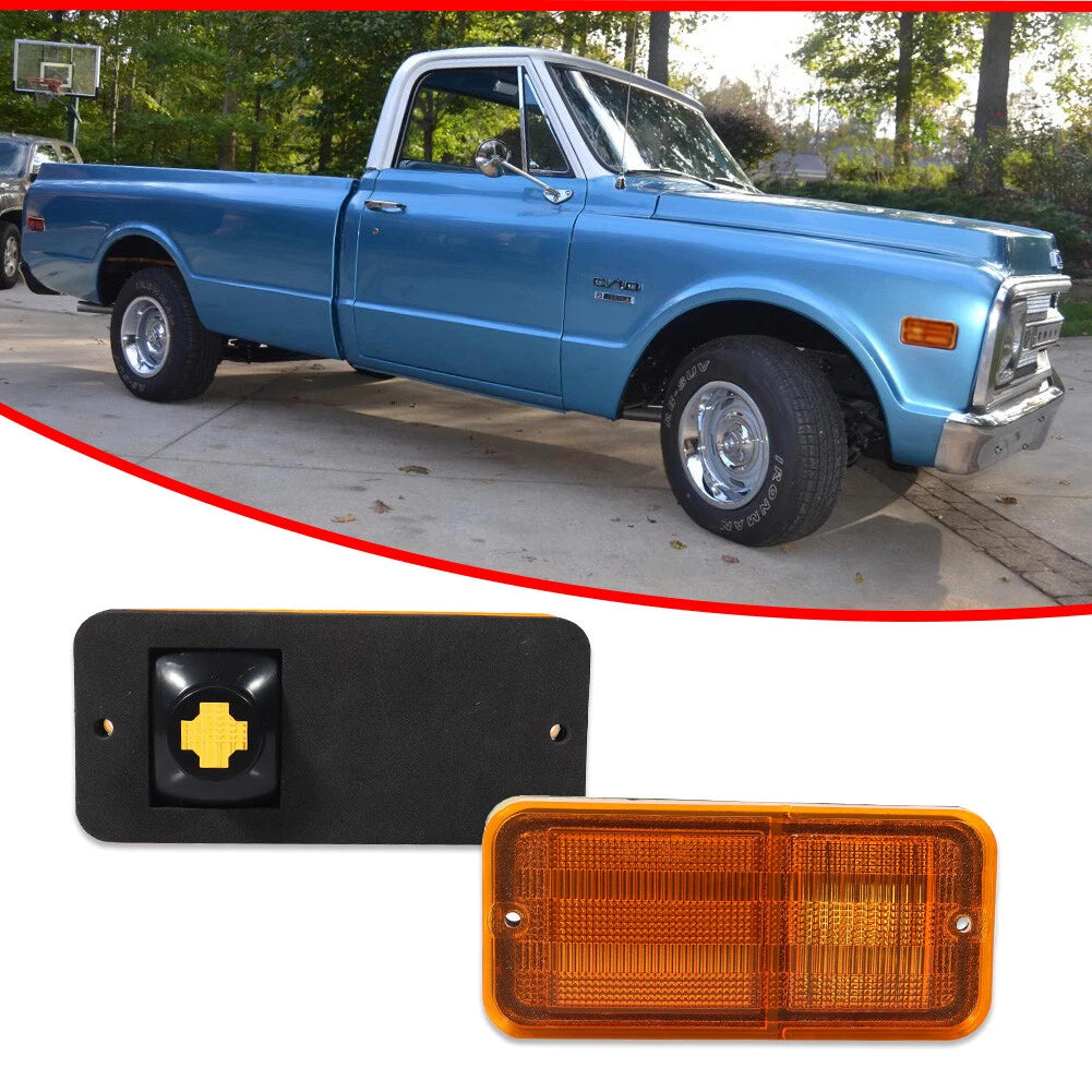 Set of 2 Front Amber Side Marker Lights for Chevrolet GMC C/K Pickup (1968–1972)