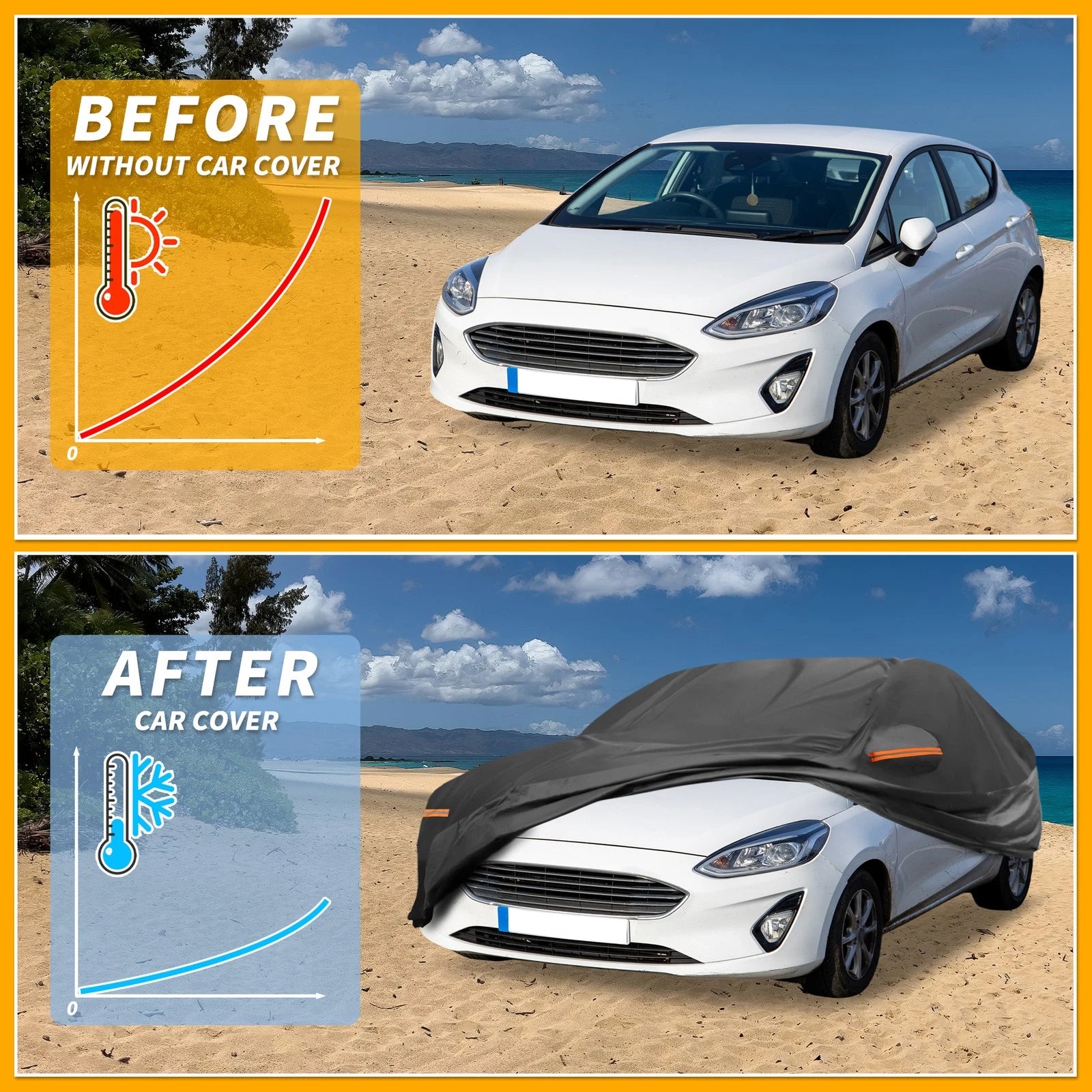 Car Cover Waterproof All Weather for Ford Fiesta Sedan (2011–2023)