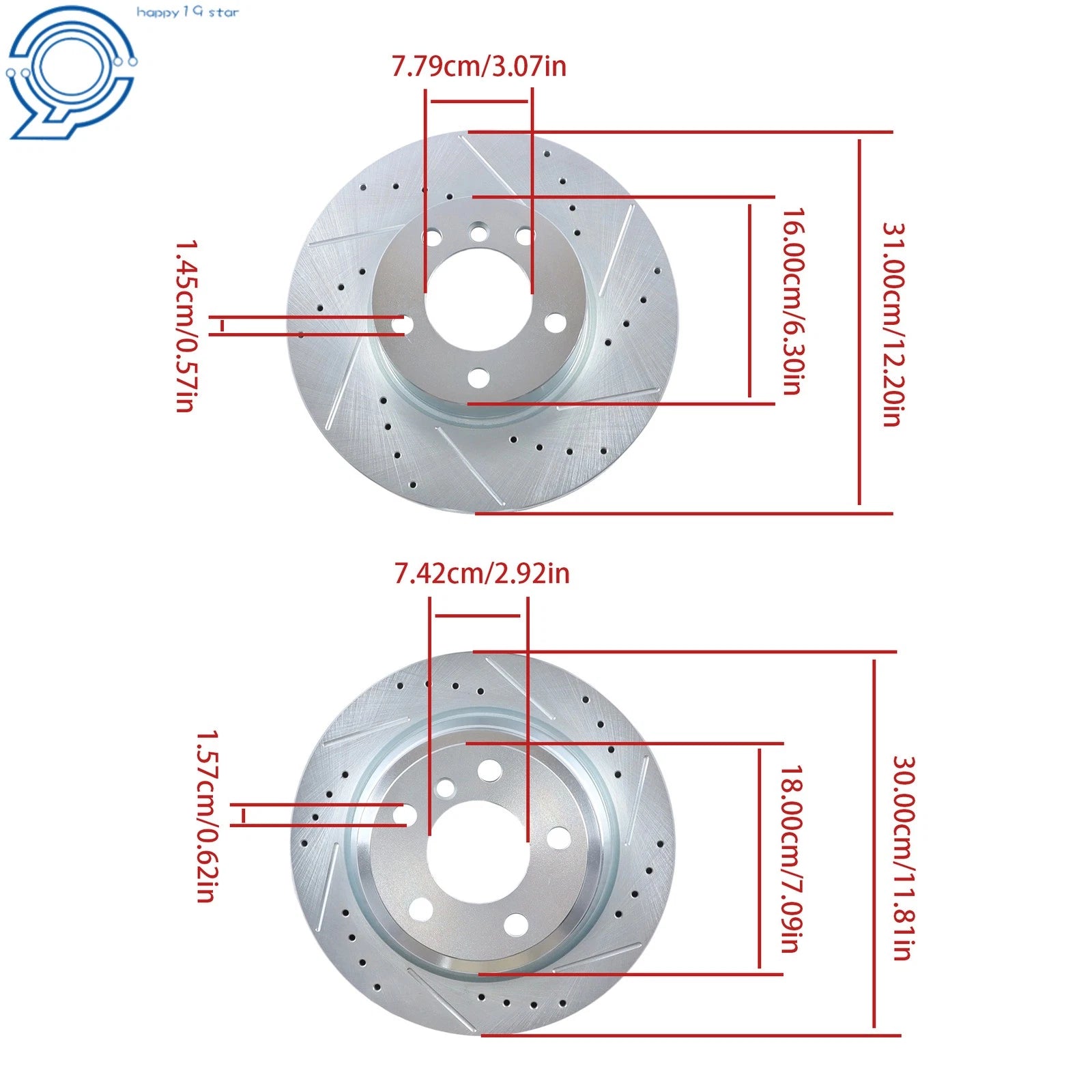 Front & Rear Drilled Brake Rotors & Ceramic Pads for BMW 328i 330i 428i 430i (2012–2019)