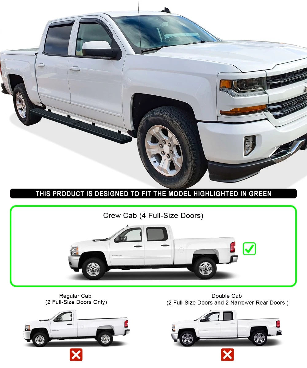 6in Wheel to Wheel Running Boards for Silverado Sierra Crew Cab (2007-2018)