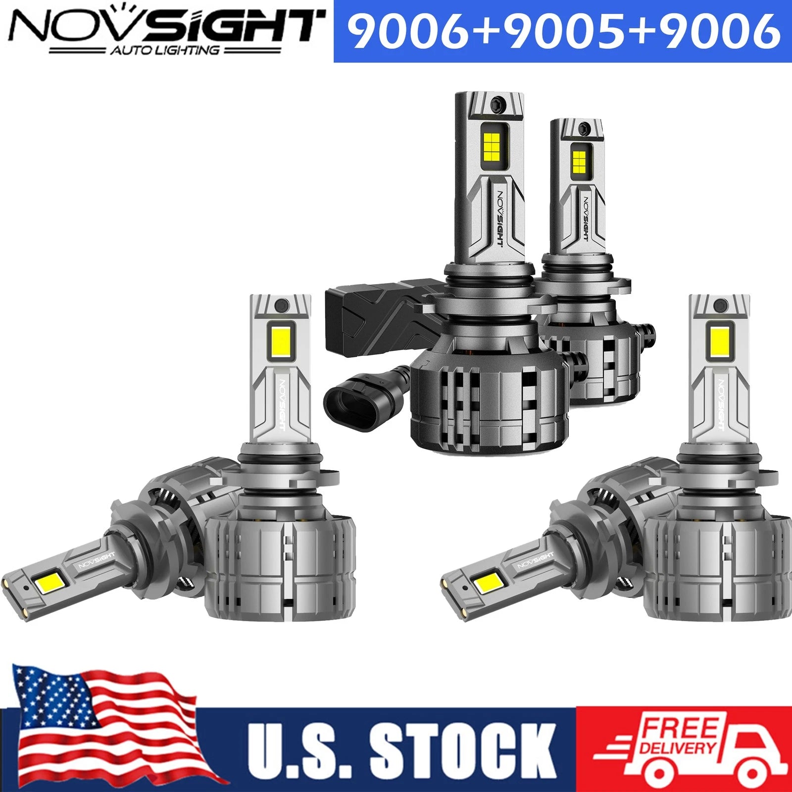 6X 9005 + 9006 LED Headlight Fog Light Bulbs Kit 200W for